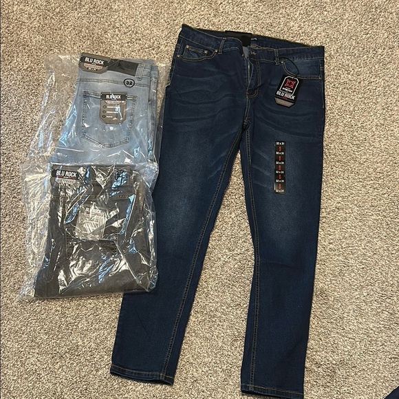 Blu rock Men's Dark Blue Jeans - Picture 1 of 11